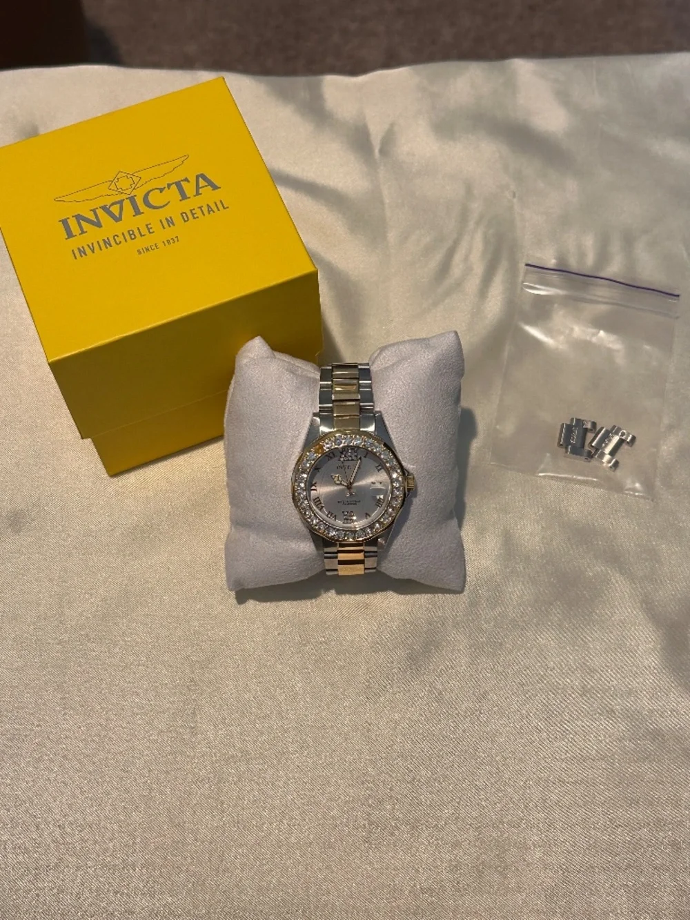 Invicta Angel 28481 Two Tone Crystal Watch Box Extra Links